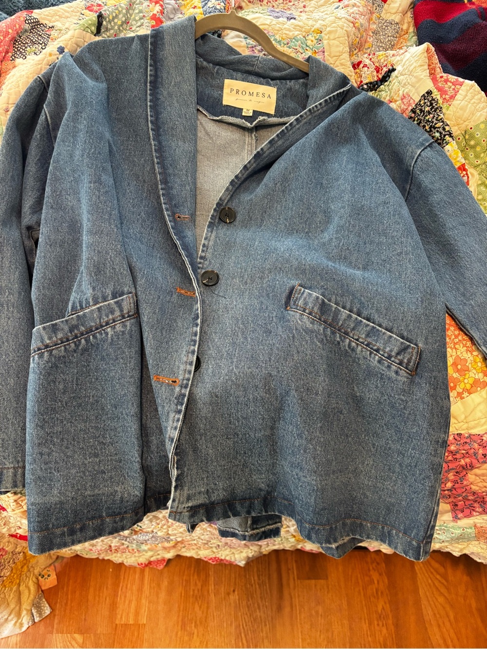 Promesa Denim Jacket in Medium Blue with Hood